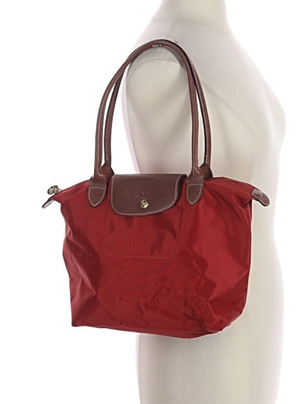 Longchamp Red Tote with Brown Leather Trim - Picture 2 of 7